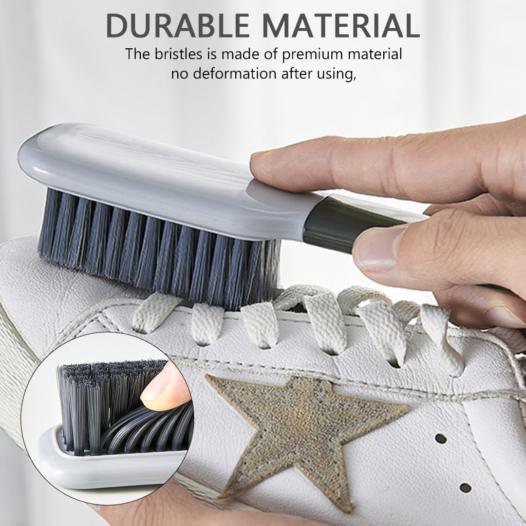 Supvox Clothes Cleaning Brush Set for Shoes and Laundry with Easy Grip ABS Handle | 2 Pack Grey