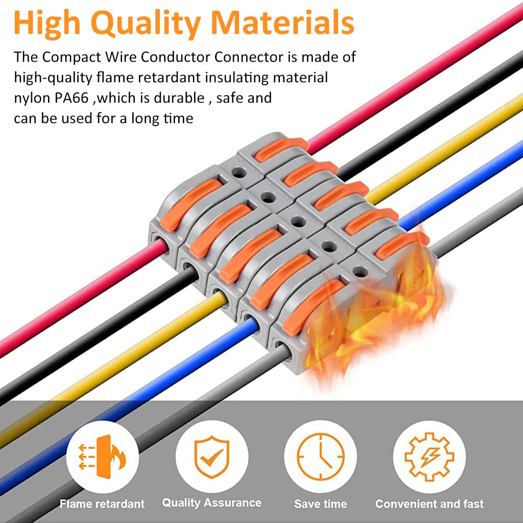 Serplex® Wire Connector,102Pcs Universal Connection Terminals, Circuit Inline Splices Electric Connectors, SPL-1 Clamp with Actuation Lever, 4 mm² Conductor Clamp, Quick & Freely Assemble