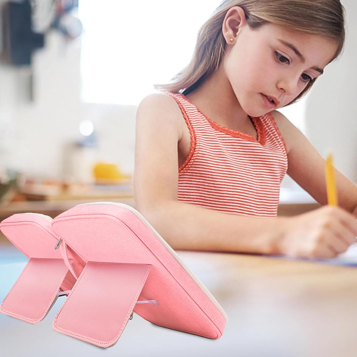 Climberty Leather Bible Cover for Women featuring Folding Stand and Multi Pockets 28x22x6cm Pink