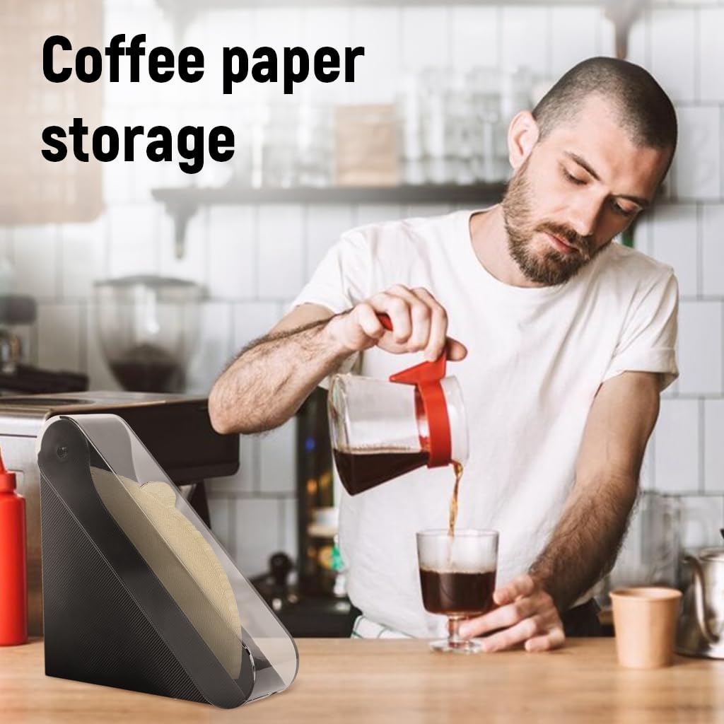 Supvox Coffee Filter Paper Holder for Home and Café Use with Dustproof Lid 132x132mm Capacity | Acrylic Dispenser Organizer