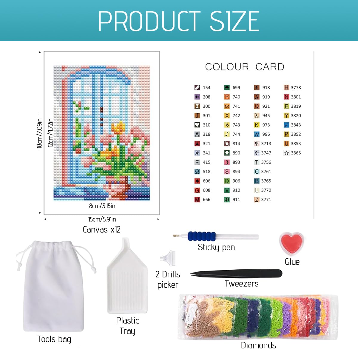 HASTHIP DIY Diamond Paint Craft Kit for Beginners with 12 Designs and Tools | 15x15cm Art Set