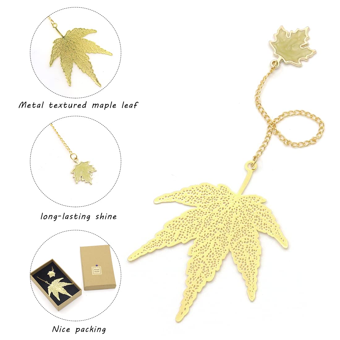 Supvox Metal Maple Leaf Bookmark for Reading Enthusiasts with Hollow Design | 2PCS Gift Set