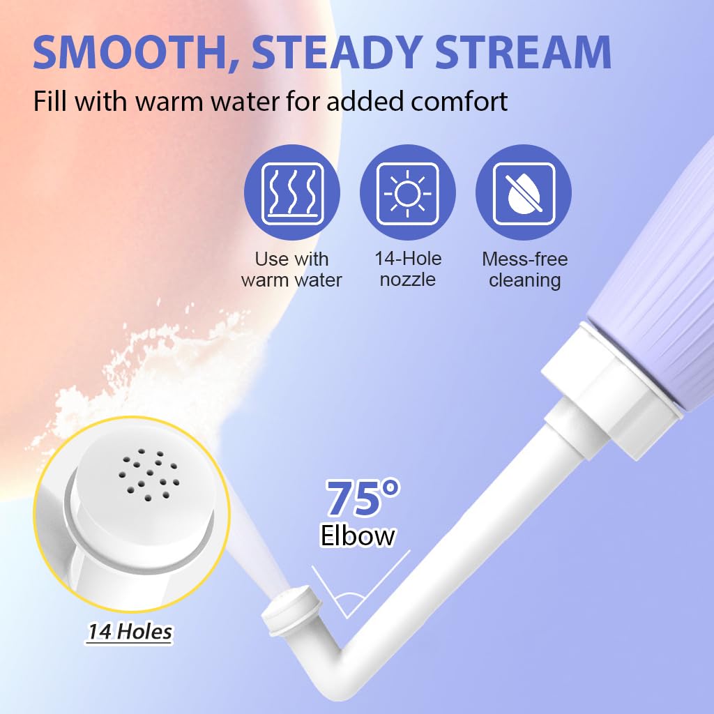 HANNEA Bidet Sprayer 500ml for Travel and Postpartum Care with 2 Nozzles | Easy Squeeze Design