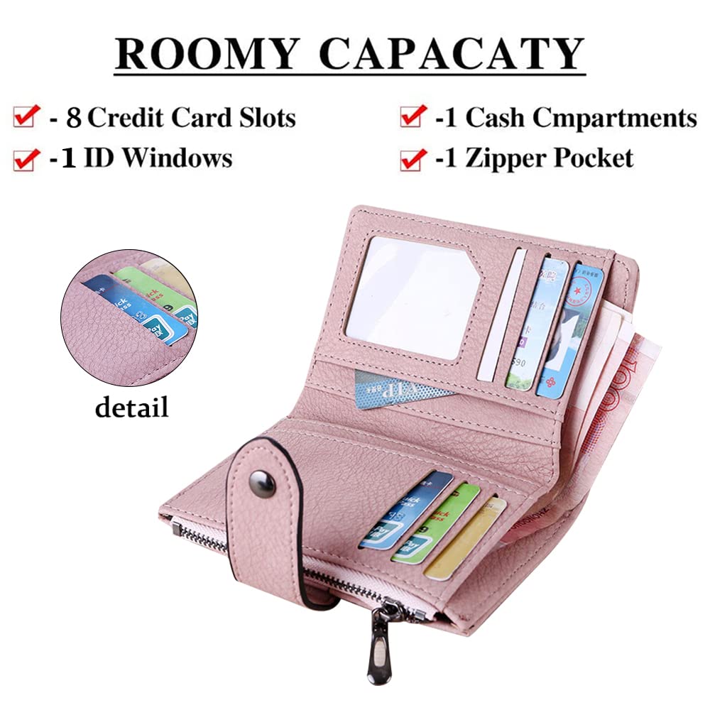 PALAY Small Purse for Girls featuring Bifold Structure and 14×10cm Size | Pink PU Leather Wallet
