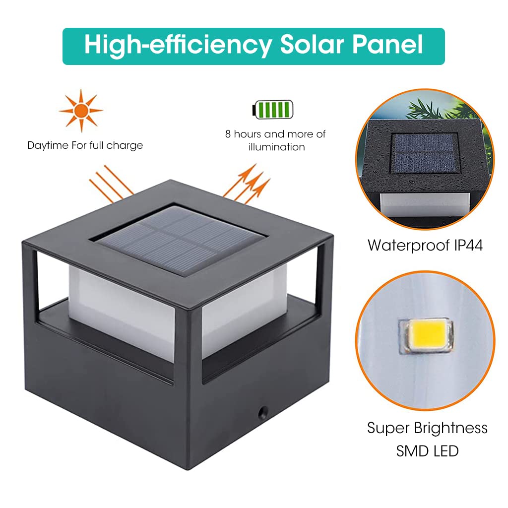ELEPHANTBOAT Solar Fence Light for Garden and Porch with Dual‑Color LED and IP44 Waterproof | 4×4×5.9 in Outdoor Lamp