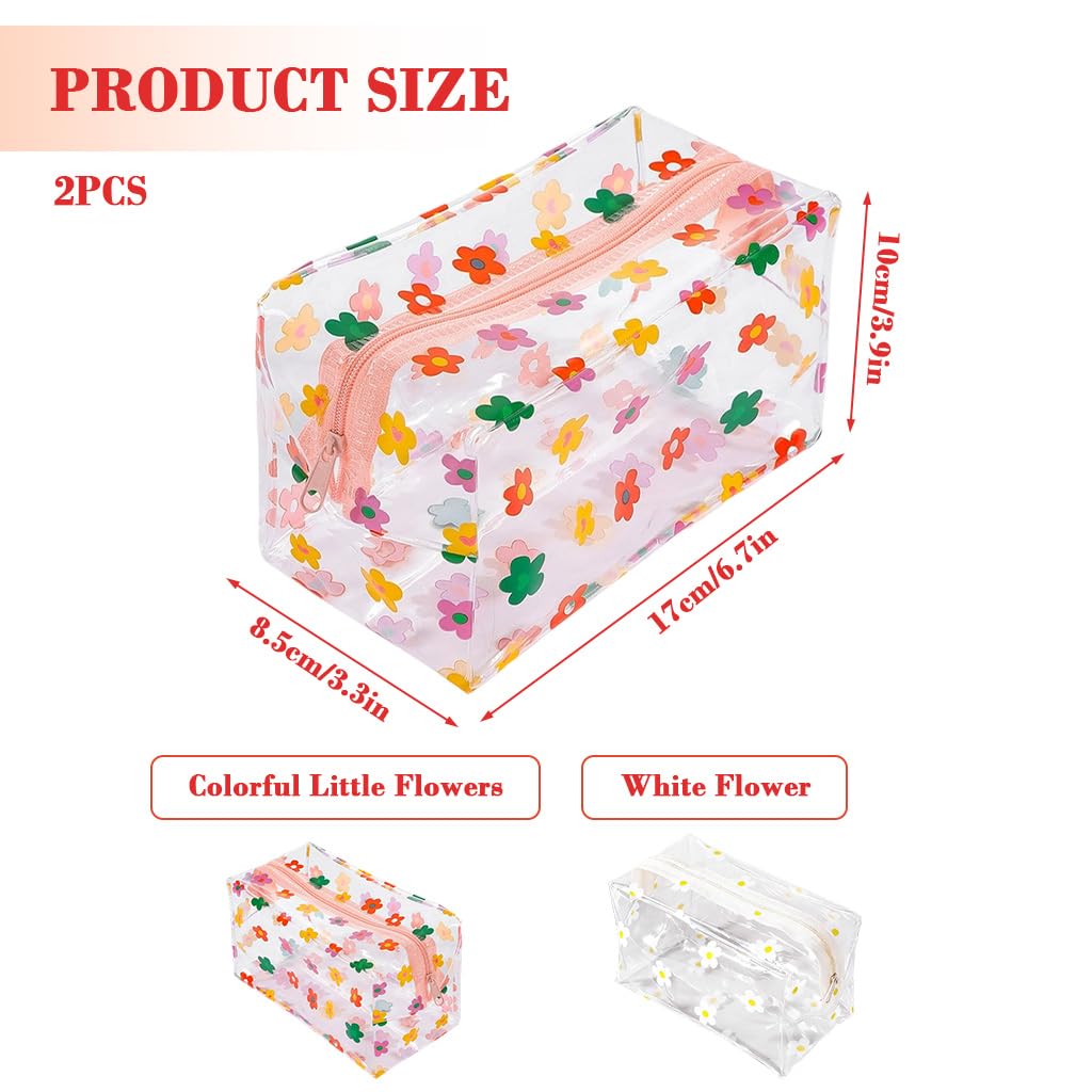 MAYCREATE Waterproof Zipper Pouch Bags for Travel and Daily Use with Floral Prints 18x9x9cm