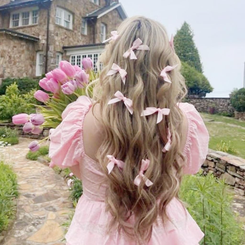 PALAY Hair Clips for Women featuring 50 pcs 1.57 in Satin Ribbon Bows | Cute Y2K Style