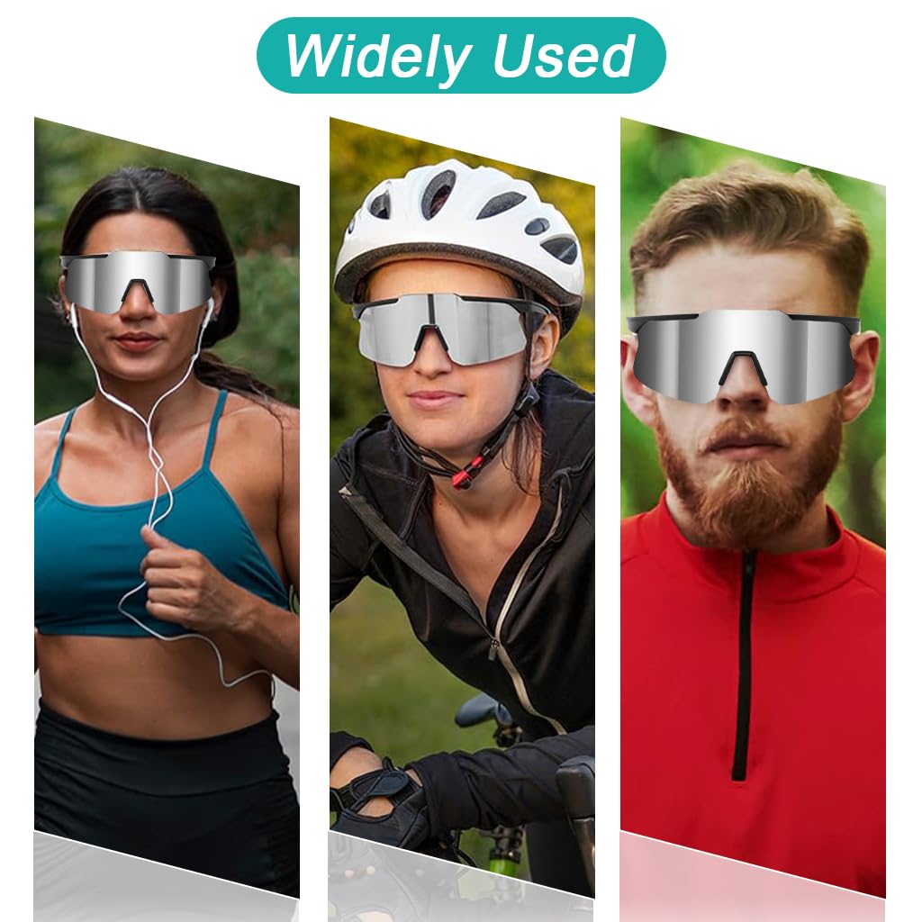 PROBEROS UV400 Sunglasses for Day and Night Riding with Anti Glare Silver Lens | Lightweight Frameless Design