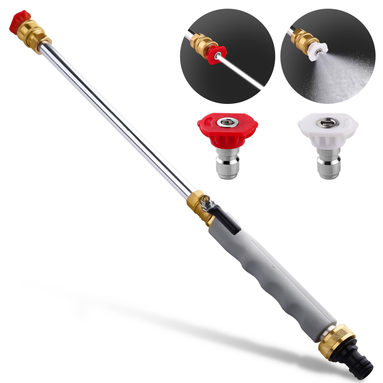 HASTHIP® Water Sprayer Gun High-Pressure Water Sprayer Nozzle with 2 Switchable Sprayers Nozzles & Quick Connect Fitting, Aluminum Alloy Universal Watering Sprayers Nozzle for Gardening, Car Washing