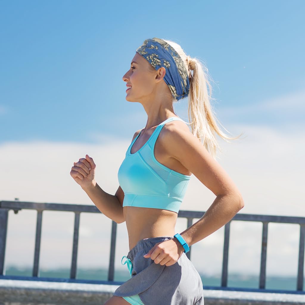 MAYCREATE Head Band for Women 9PCS for Yoga Running and Makeup featuring Knotted Boho Design | Stretchy Flower Print Hair Accessories