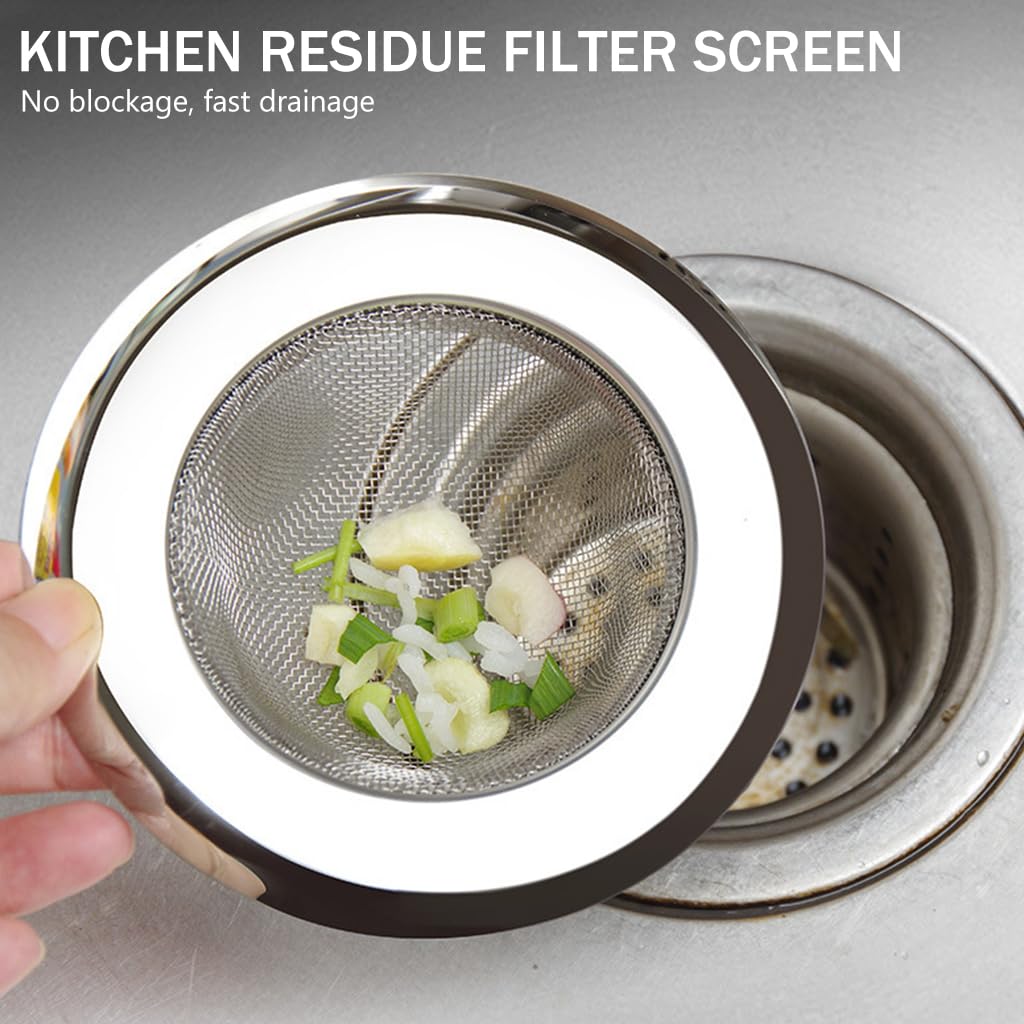 Supvox Kitchen Sink Strainer Pack of 5 4.4 in Stainless Steel with Metal Filter | Anti-Clog Design