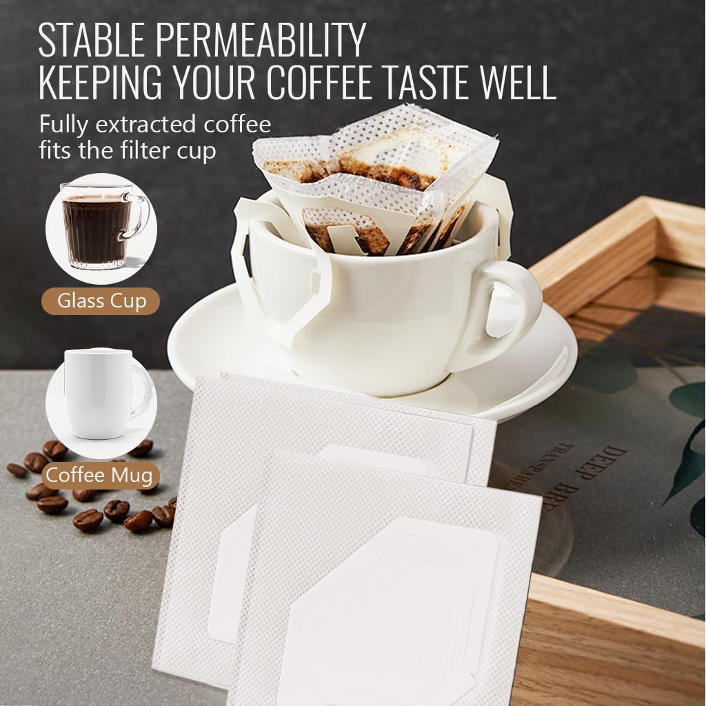 Supvox Paper Coffee Filter Bags for Travel and Camping 30 pcs with Hanging Ears | Biodegradable Disposable Design