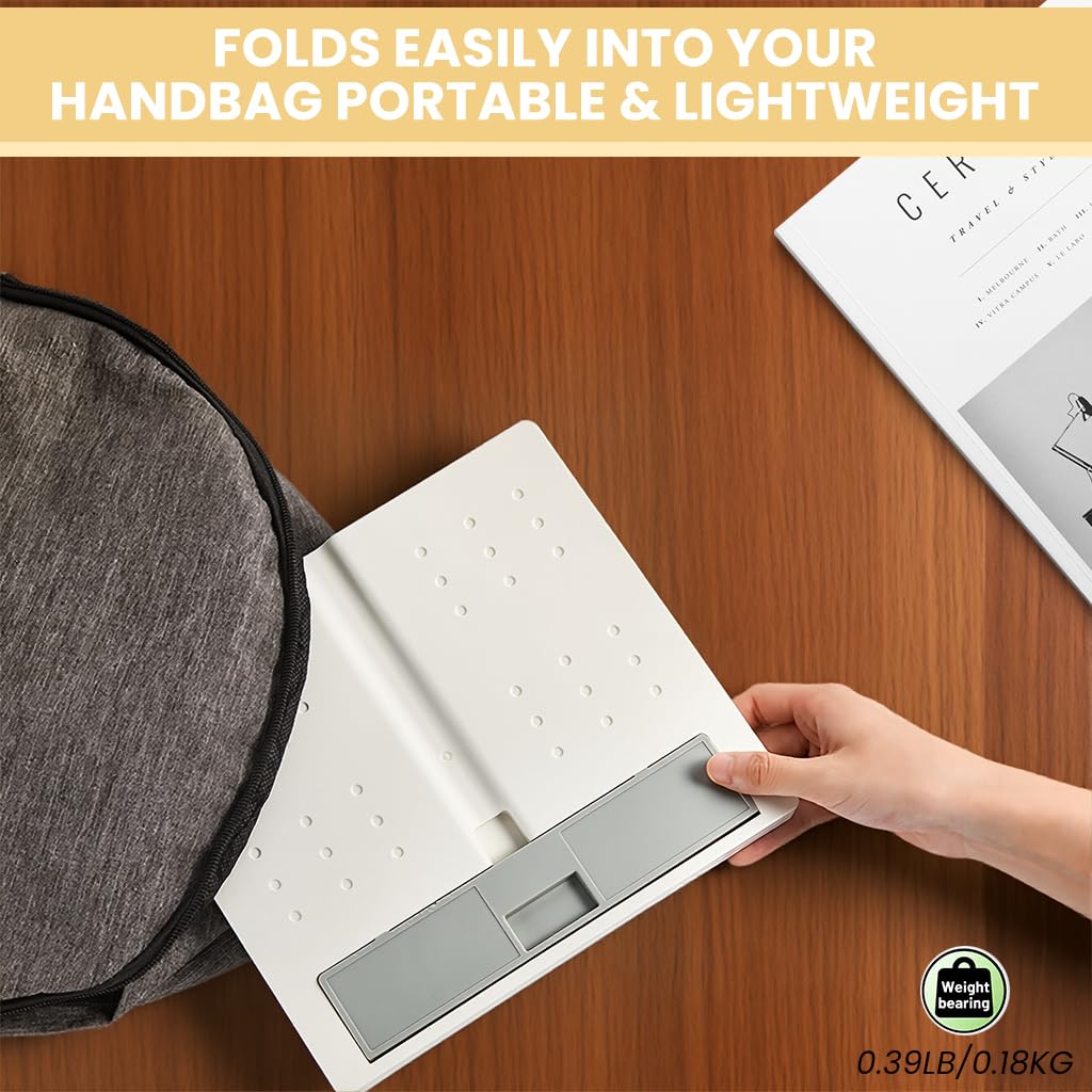 ZORBES Adjustable Book Holder Stand for Study and Work with 6 Angle Settings | Foldable ABS Reading Rest