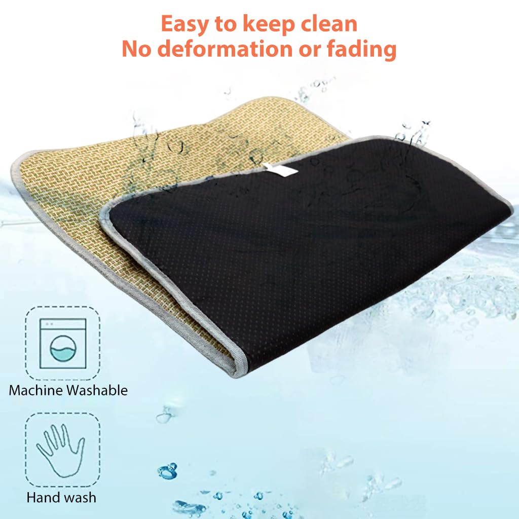 Qpets Cat Bed Mat for Summer Cooling with Rattan Surface 75×60cm | Washable Pet Pad