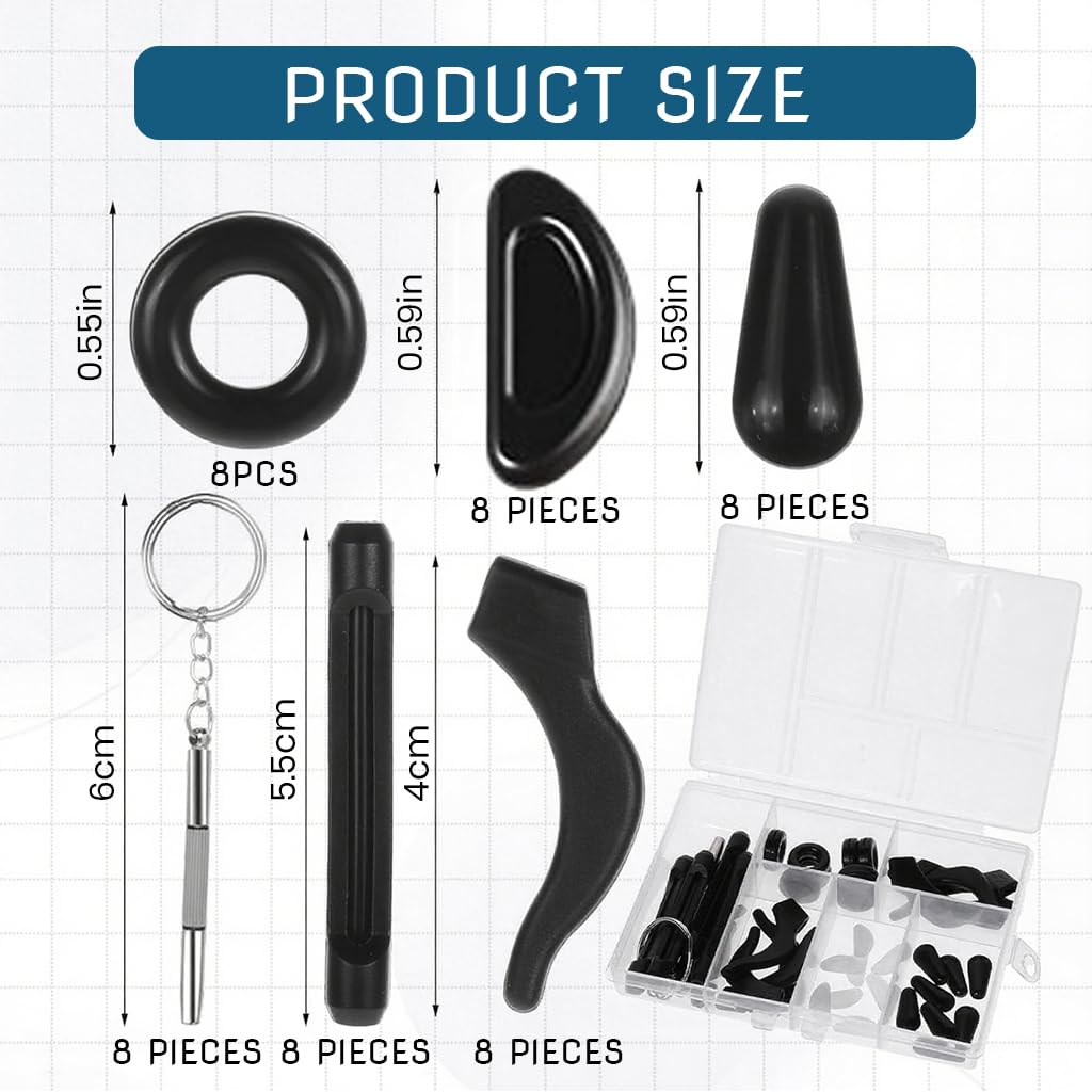 MAYCREATE Eyeglasses Retainers Set with Anti Slip Silicone Nose Pads | 50PCS Comfort Ear Hooks for Glasses