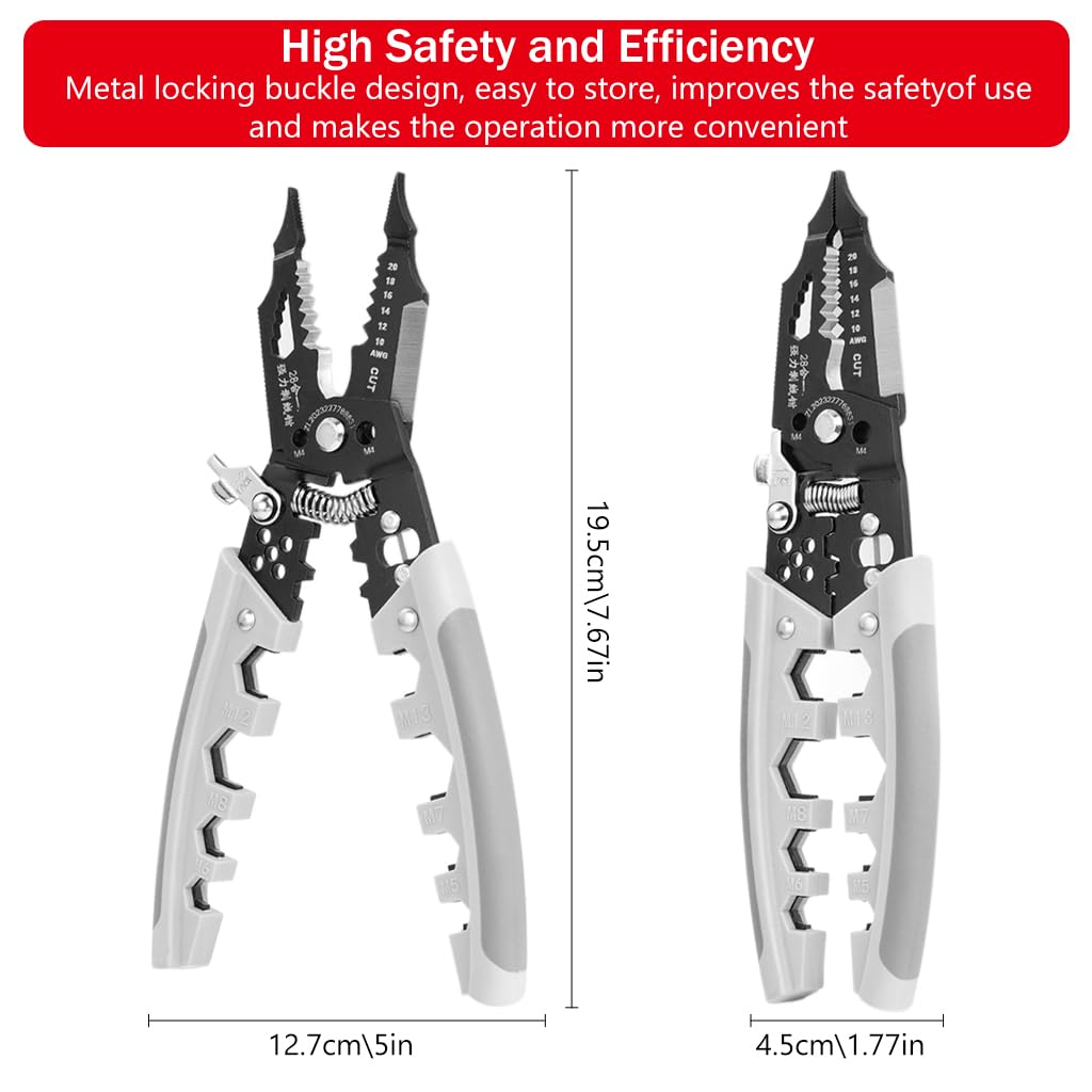 Serplex® Wire Cutter Multi Wire Cutter Stripper Tool 28-in-1 Multifunctional Wire Stripper Vice Tool Chromium Vanadium Steel Wire Cutter Wire Stripper Crimper Crimping Tool for Electrician