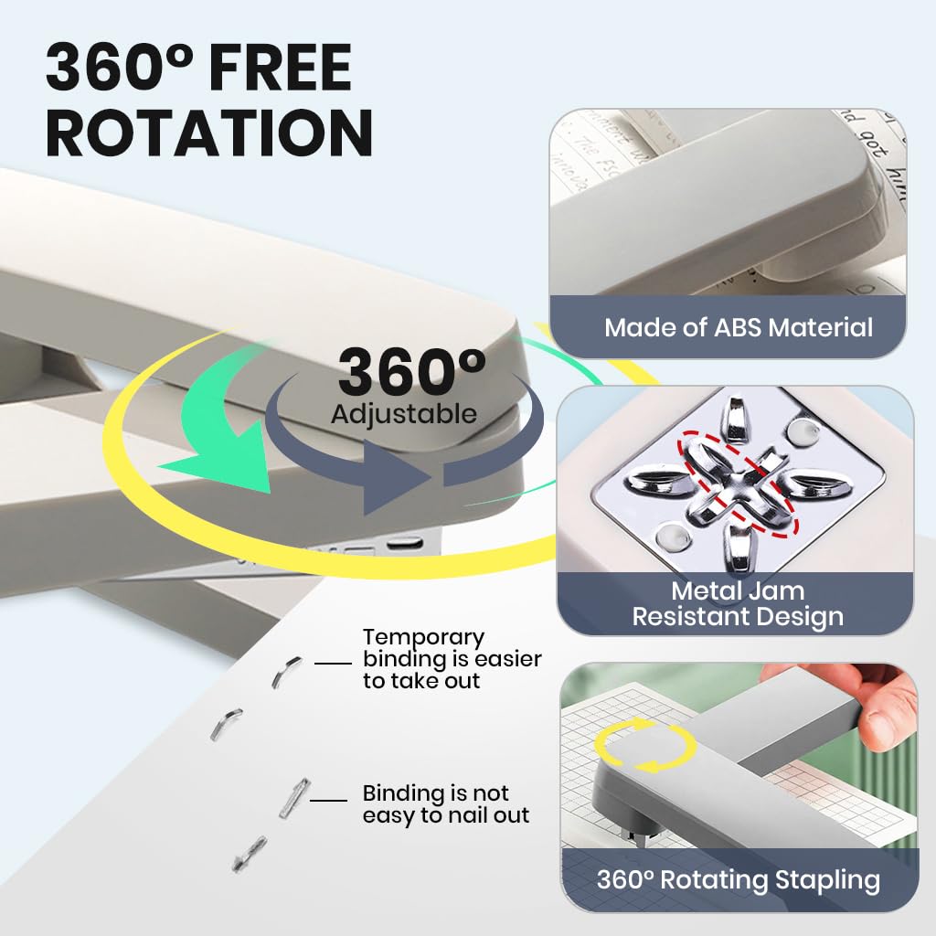 OFIFO Swing Arm Stapler for Office and School Use with 25 Sheet Capacity | 360 Degree Rotating Desk Stapler Including 5000 Staples