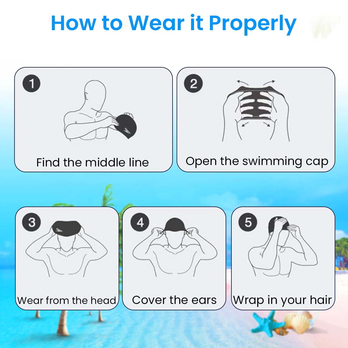 Proberos® Kids Swim Caps for Kids, Children, Boys and Girls Aged 2-8, Baby Waterproof Bathing Caps