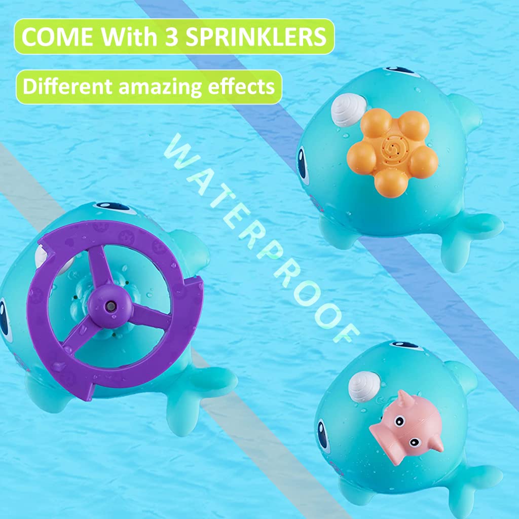 PATPAT Bath Toys for Baby with 3 Sprinkler Shower Heads and Non Toxic PVC | Fun Whale Water Play for 0 3 Years