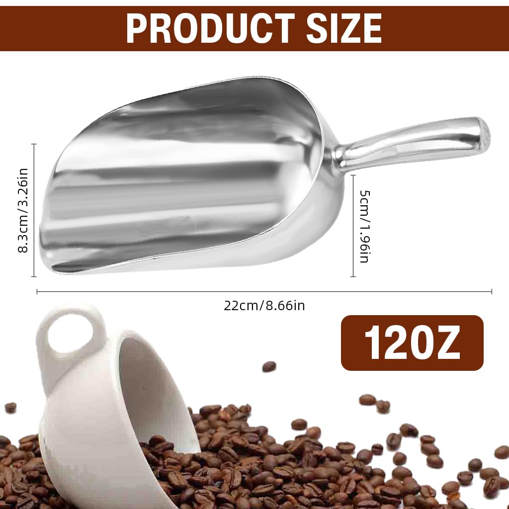 HASTHIP Ice Scoop for Ice Buckets with 12 oz Deep Bowl and Ergonomic Handle | Aluminum Tool