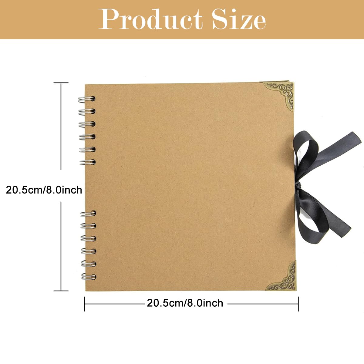 HASTHIP Scrapbook Album for DIY Memories with Ribbon Tie Closure and 8x8 in 60 Pages | 2PCS