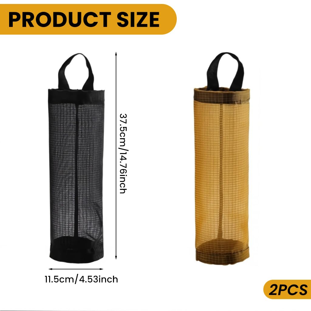 ZIBUYU Plastic Bag Dispenser for Kitchen Storage with Hanging Loop and Breathable Mesh | 2 Pack