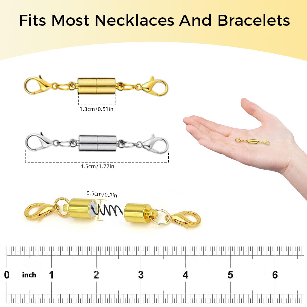 SANNIDHI Bracelet Lobster Clasps for Jewelry Making featuring Magnetic Closure 6 Pairs Gold and Silver | Easy Single Hand Use