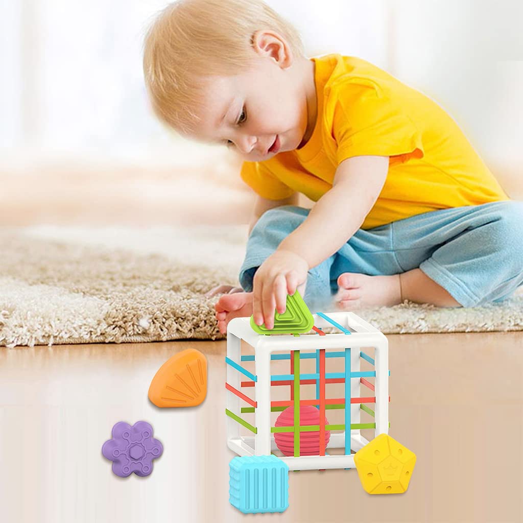 PATPAT® Sensory Toys for Kids,Sensory Development Block Toy Colorful Shapes Montessori Toys for Toddler Soothing Toy Kids Interactive Toy Early Educational Toys for 6-12-18 Months Baby Gift