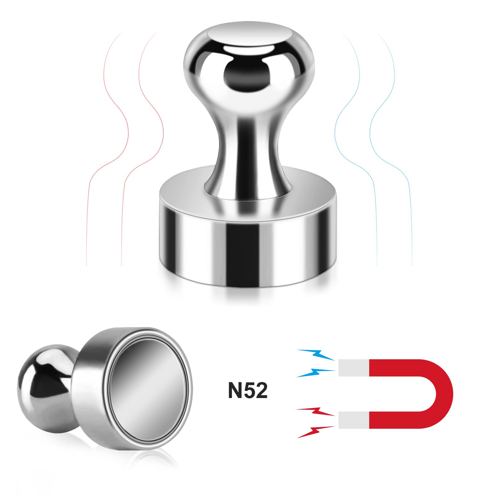 HASTHIP Mini Fridge Neodymium Magnets for Kitchen and Whiteboard with Cone Handle 12pcs 12×16mm