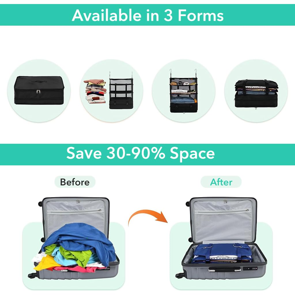 HASTHIP Wardrobe Hanging Organizer for Space Saving Storage with Folding Design | Polyester Fabric