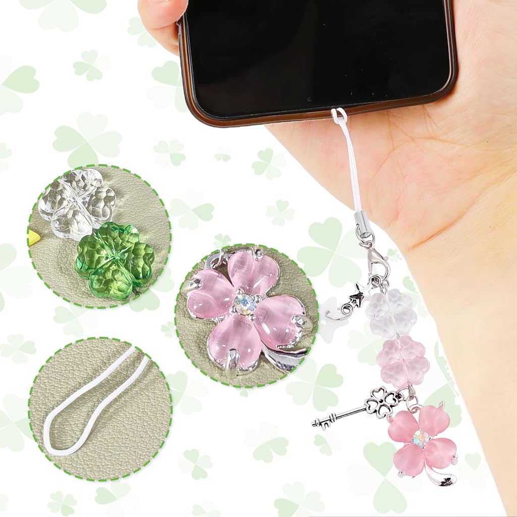 ZORBES Phone Charms Set for Girls with Four Leaf Clover Design and Acrylic Build | 2Pcs Gift