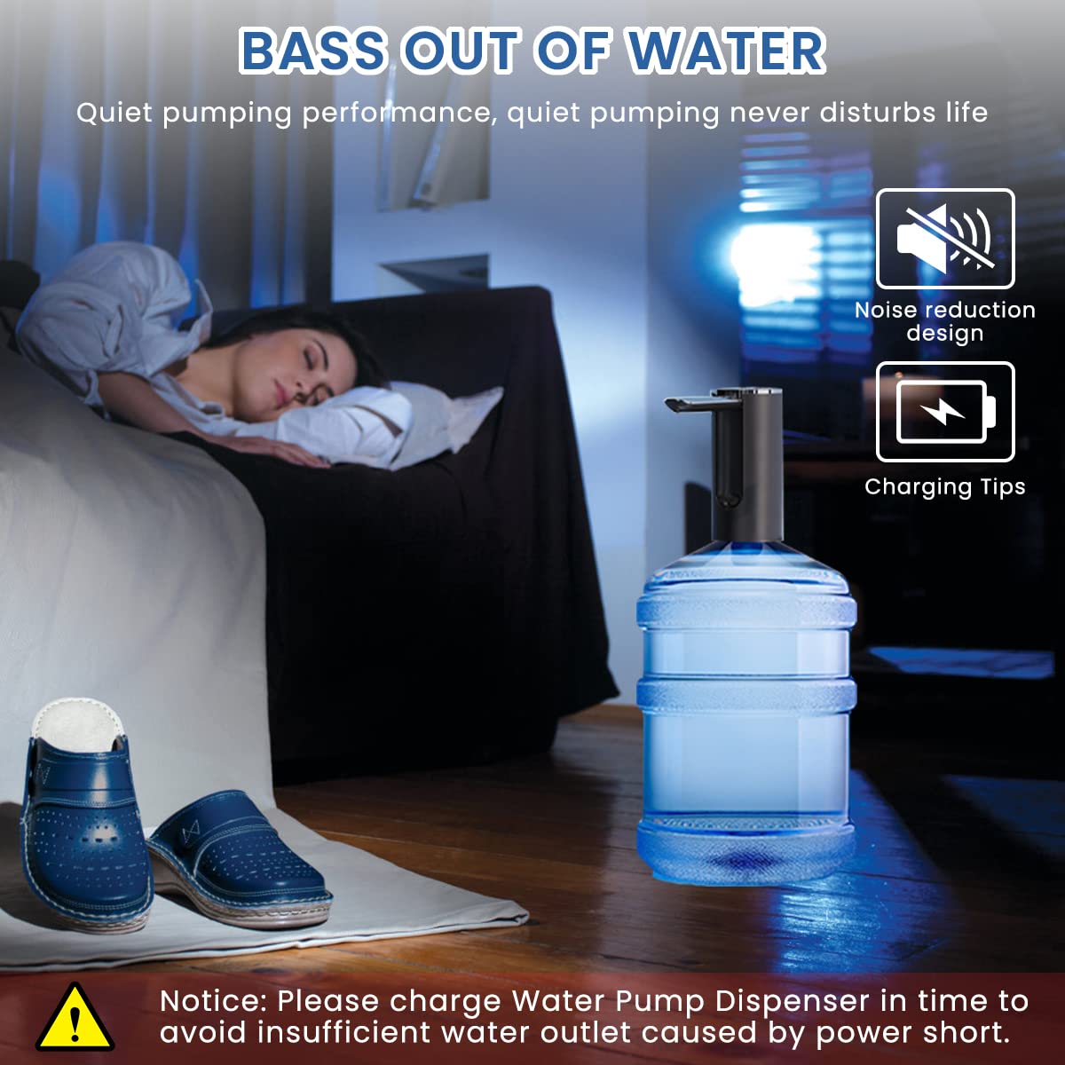 HASTHIP USB Electric Water Dispenser Pump for 1–5 Gallon Bottles with Fold Down Spout | 1200mAh Rechargeable Battery