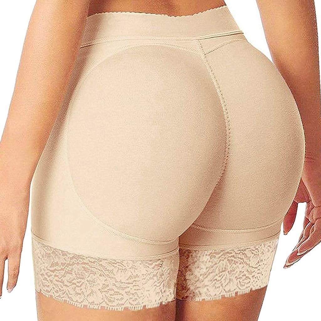 ZIBUYU® Womens Hip Padded Underwear Butt Lifter Panty Invisible Body Shaping Butt Lifting Underwear High Waist Hip Pad Enhancer Shorts, Medium, (Beige) - 1