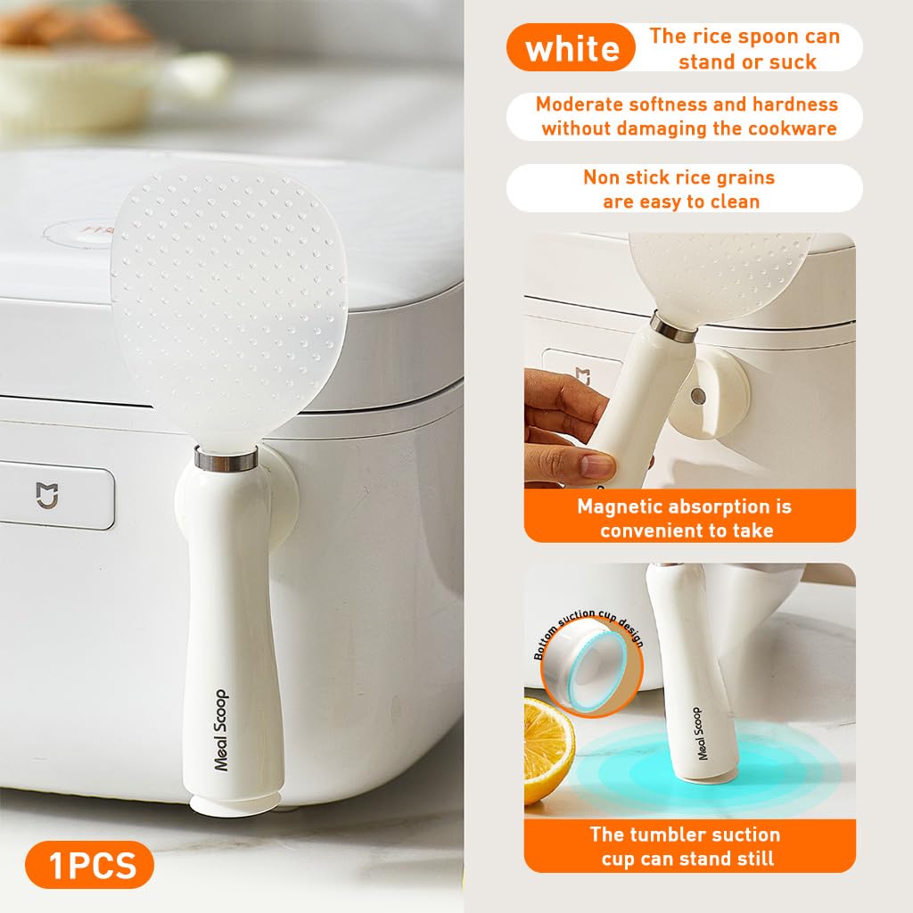 Supvox Rice Paddle for Easy Serving with Magnetic Handle and Suction Cup Base | Food‑Grade PP