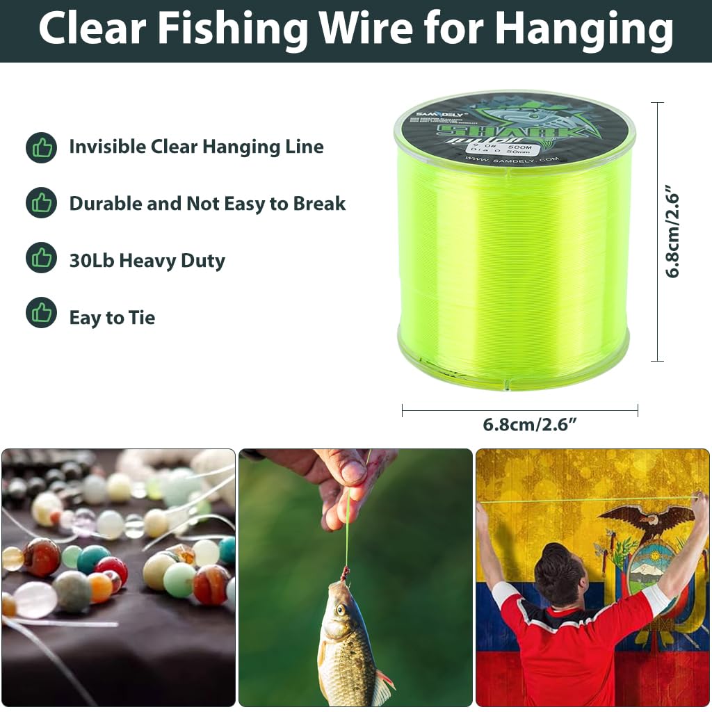 Proberos Nylon Fishing Line for Angling and Crafts featuring 30LB Strength and 500-Yard Spool | Vibrant Yellow 0.5mm Diameter