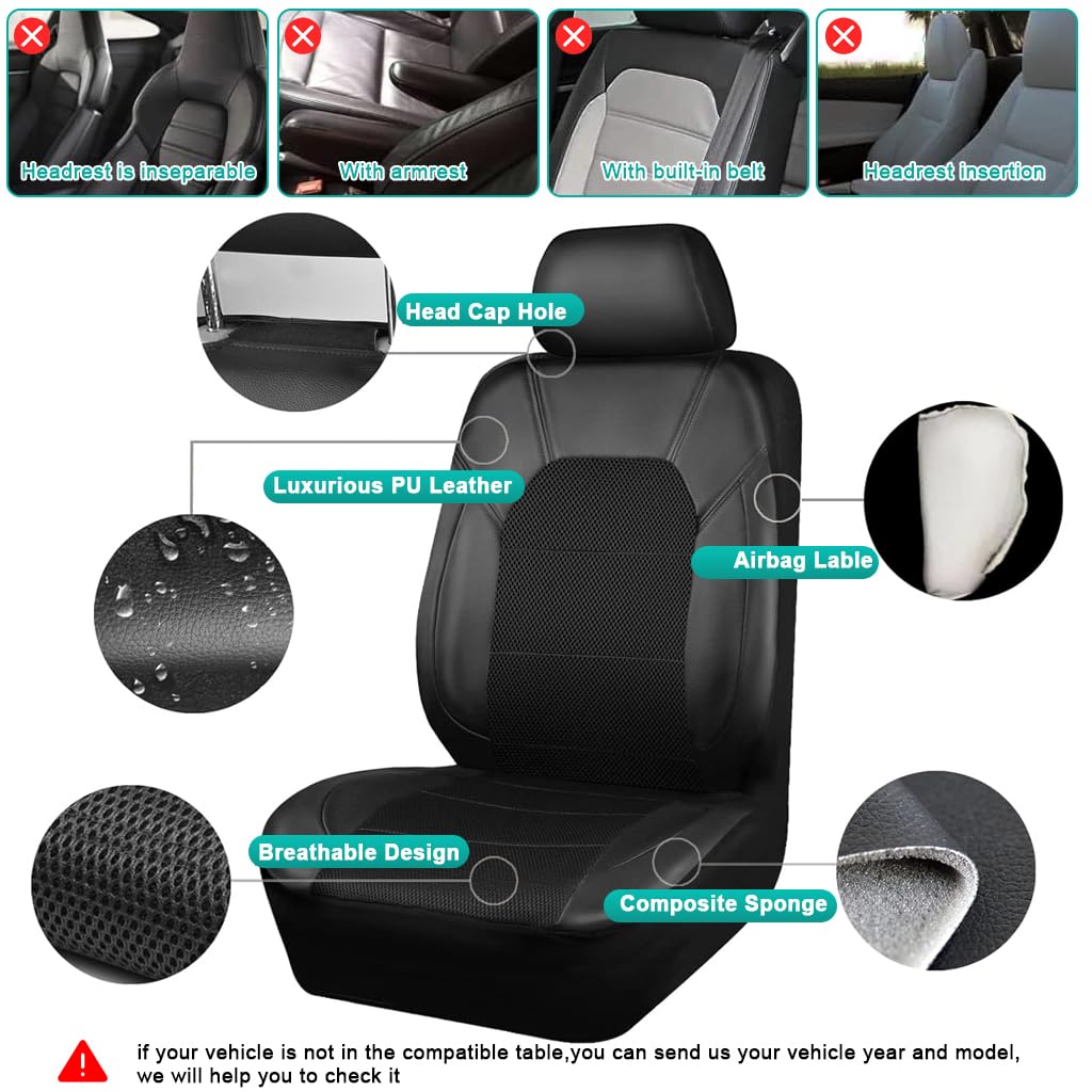 STHIRA Car Seat Covers for Sedans Trucks and SUVs with 9 Piece Set | Featuring Breathable Mesh and Invisible Zipper Design