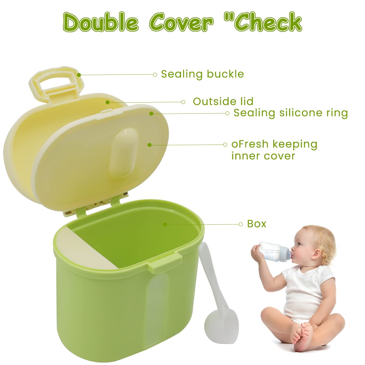 SNOWIE Baby Formula Dispenser 360g for Travel with Double Lid Seal and BPA Free PP | Baby Snack Storage Container