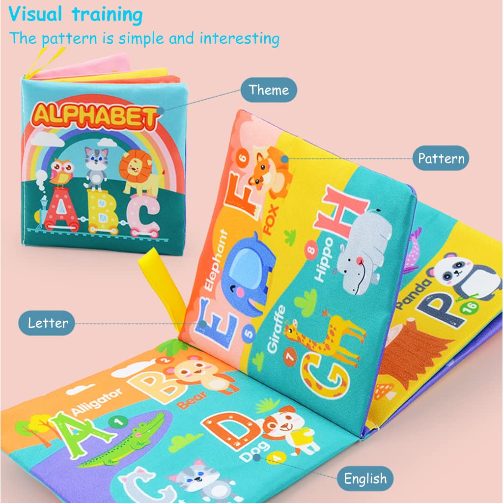 PATPAT Cloth Books for Babies with Crinkle Sound including 6 Themes and Soft Polyester Pages
