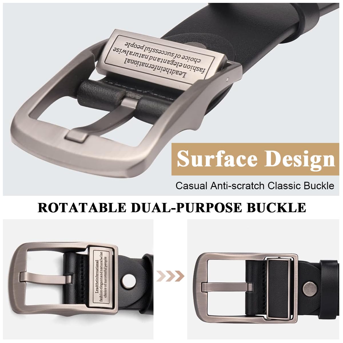 Venzina Belts for Men with Alloy Buckle in PU Leather for Jeans Suits and Business Wear