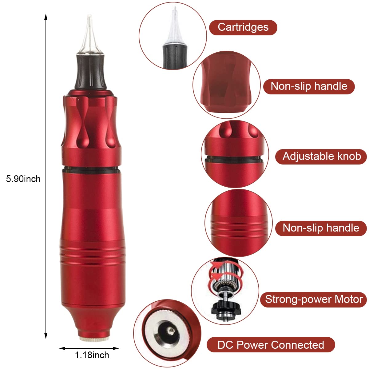 HASTHIP Tattoo Machine Kit for Beginners with Coreless Motor and 10 Needles | Aluminum Pen