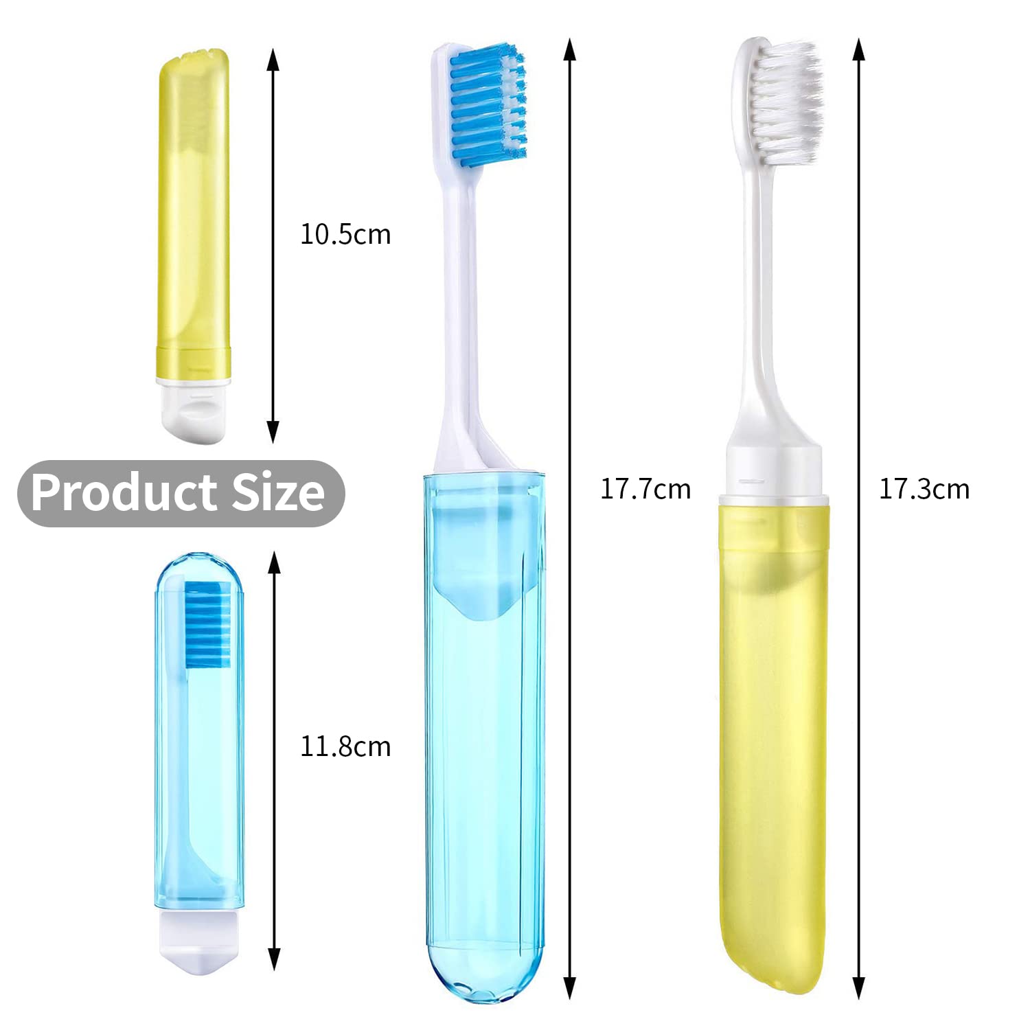 ELEPHANTBOAT Travel Toothbrush Set with Self-Storing Design and 6.6 in Length | 6 Pcs for Adults and Kids