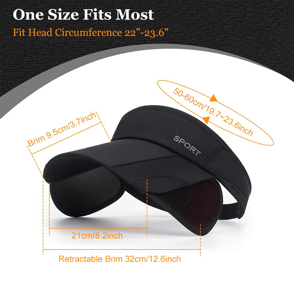 PALAY Sun Golf Visor Hats for Women with Adjustable Retractable Brim Black 3PCS | Stylish Pink Design