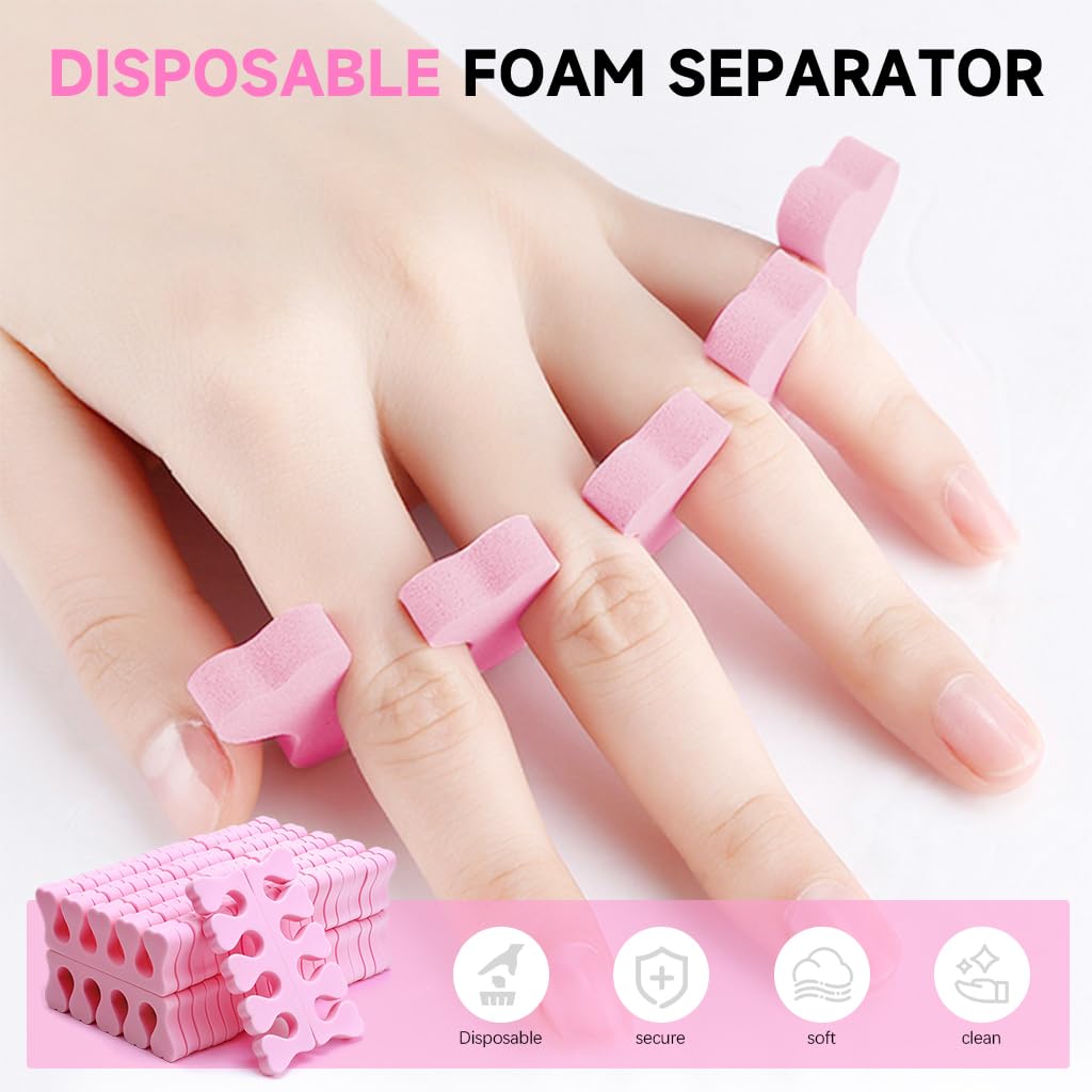 MAYCREATE Sponge Toe Separators for Pedicure and Manicure 50pcs with Ergonomic Foam Design | Pink
