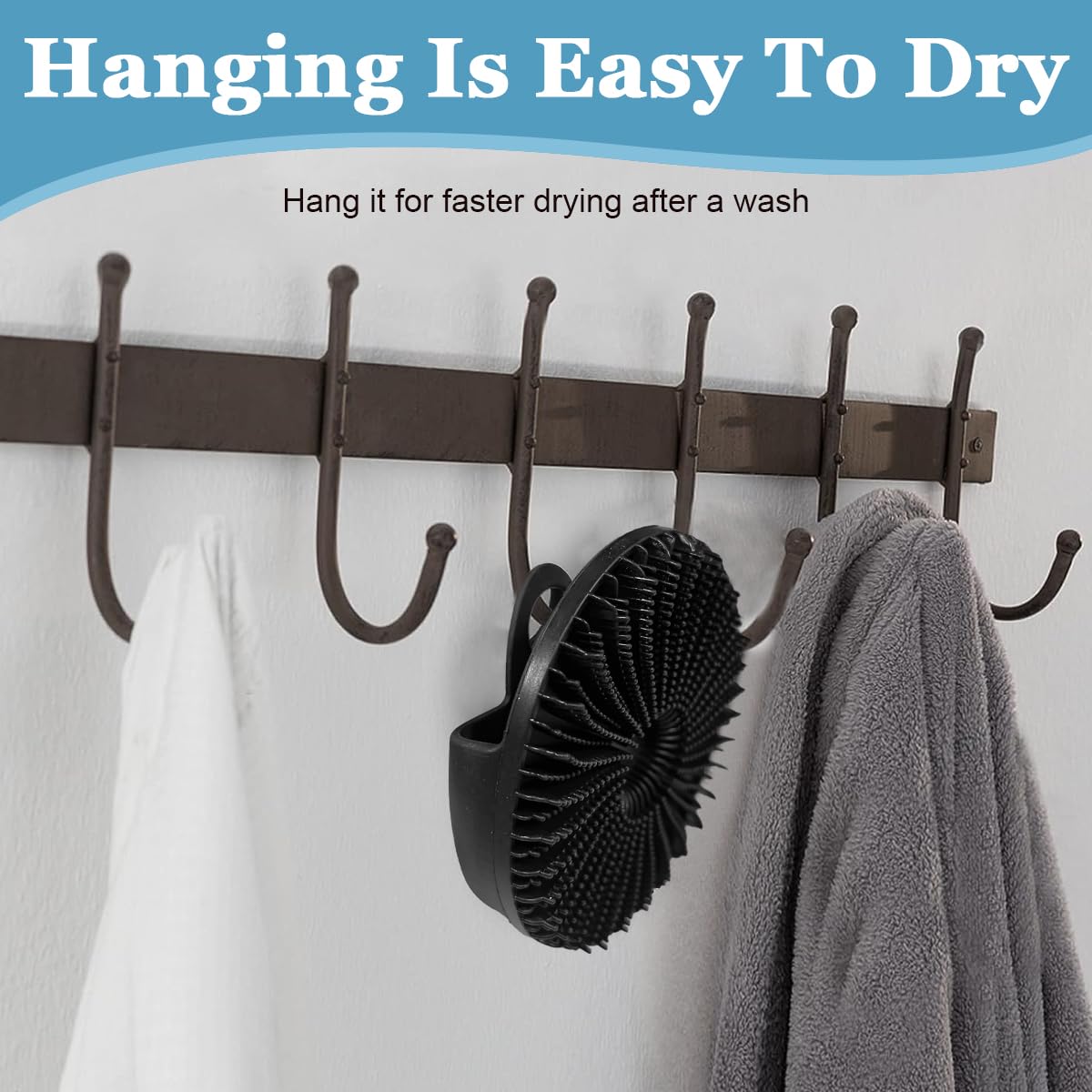 MAYCREATE Silicone Body Scrubber for Shower and Bath with Hexagon Grip | Soft Exfoliating Pad