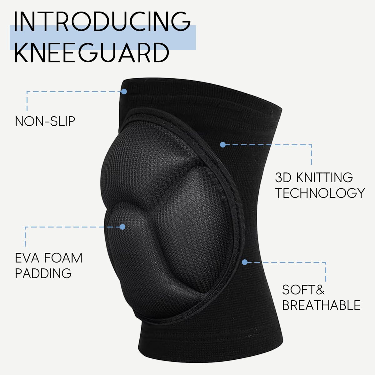 ZIBUYU Knee Pads for Running and Gym featuring Thickened EVA Foam Cushion | Black Unisex Support