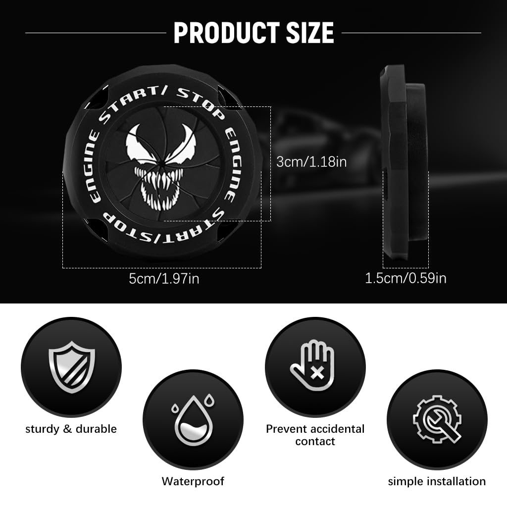 STHIRA Car Start Button Cover for Universal Vehicles with Venom Theme ABS Material | Interior Protection and Easy Installation