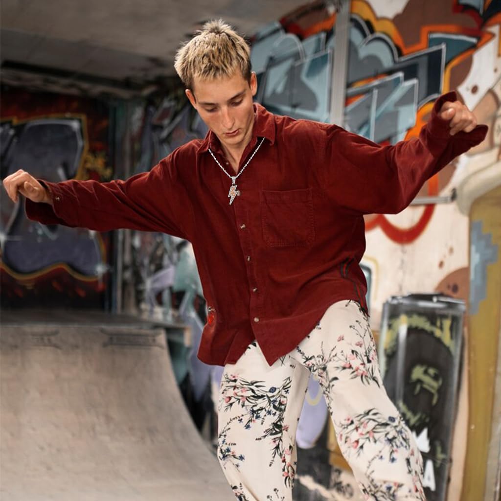 SANNIDHI Chain for Men featuring 23.6 in Lightning Pendant in Titanium Steel | Gift Necklace