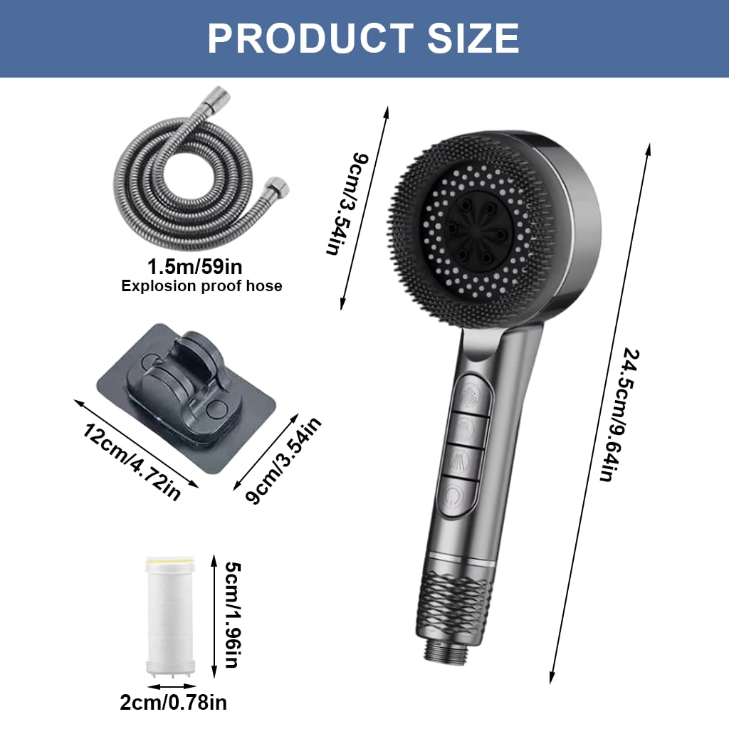 HASTHIP Hand Shower for Bathroom with 1.5m Hose and Silicone Massager Ring | 3 Spray Modes