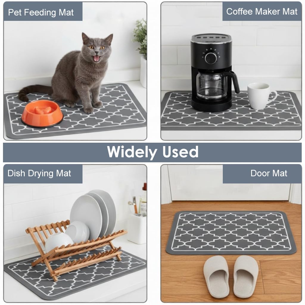 ZIBUYU Super Absorbent Dish Drying Mat for Kitchen Countertops with Non Slip Base | Easy Clean Microfiber Counter Protector