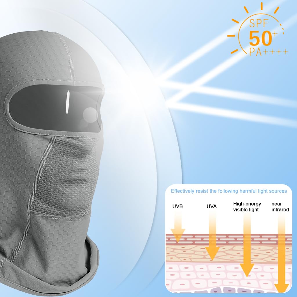 PROBEROS Balaclava Face Mask for Skiing and Cycling with UPF 30+ Sun Protection | 2PCS Grey
